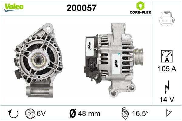 Valeo 200057 - Alternator autospares.lv