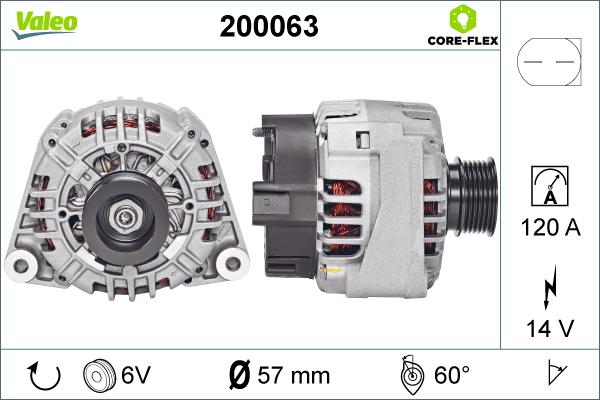 Valeo 200063 - Alternator autospares.lv