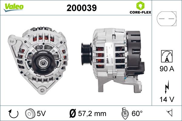 Valeo 200039 - Alternator autospares.lv