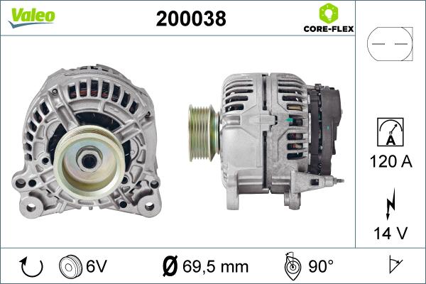 Valeo 200038 - Alternator autospares.lv