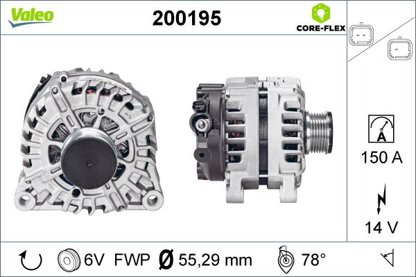 Valeo 200195 - Alternator autospares.lv