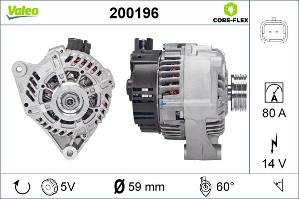 Valeo 200196 - Alternator autospares.lv