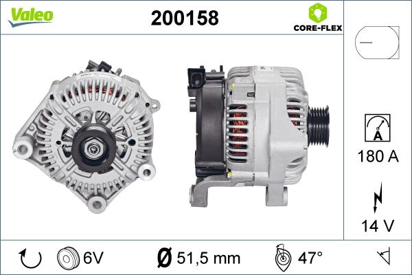 Valeo 200158 - Alternator autospares.lv