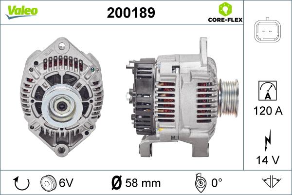 Valeo 200189 - Alternator autospares.lv