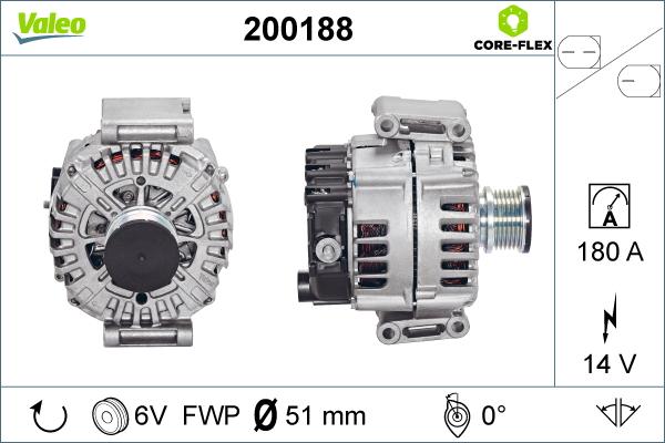 Valeo 200188 - Alternator autospares.lv