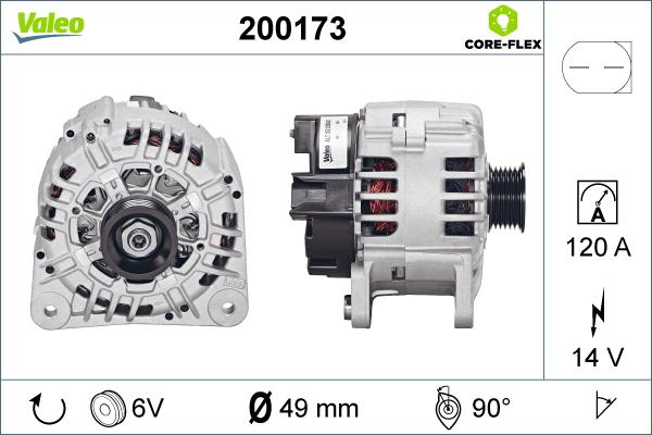 Valeo 200173 - Alternator autospares.lv