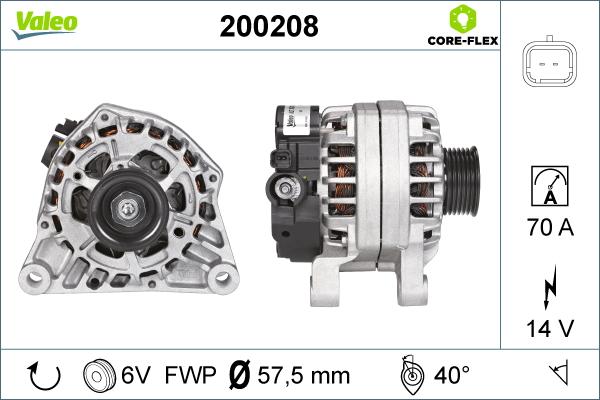 Valeo 200208 - Alternator autospares.lv