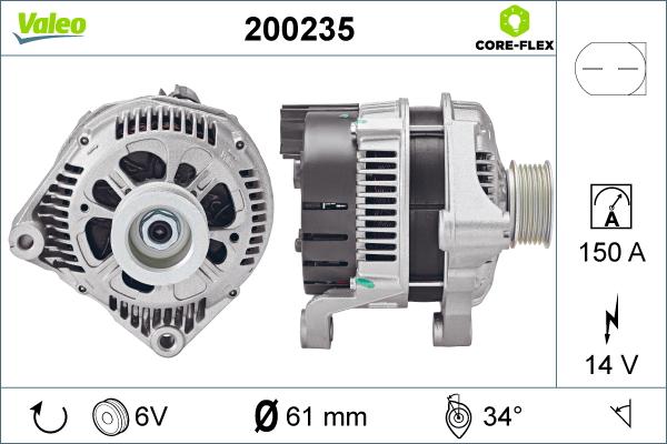 Valeo 200235 - Alternator autospares.lv