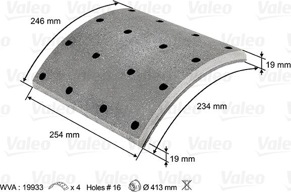 Valeo 219933 - Brake Lining Kit, drum brake autospares.lv