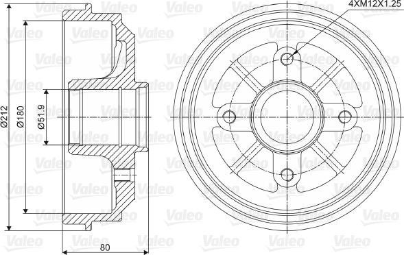 Valeo 237001 - Brake Drum autospares.lv