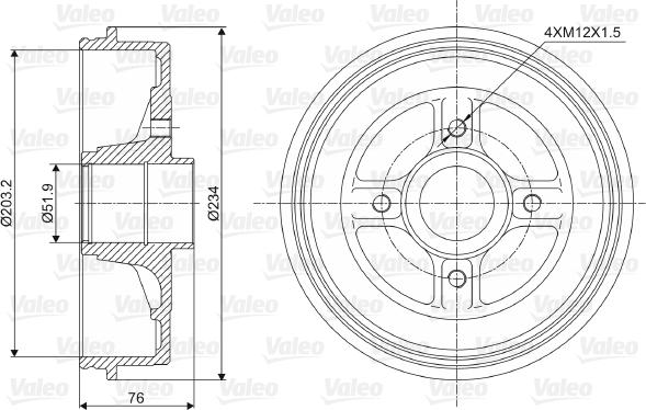 Valeo 237008 - Brake Drum autospares.lv