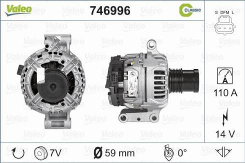 Valeo 746996 - Alternator autospares.lv