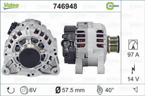 Valeo 746948 - Alternator autospares.lv