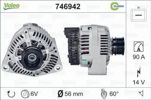 Valeo 746942 - Alternator autospares.lv