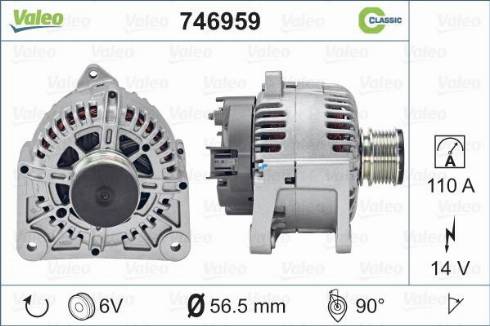 Valeo 746959 - Alternator autospares.lv