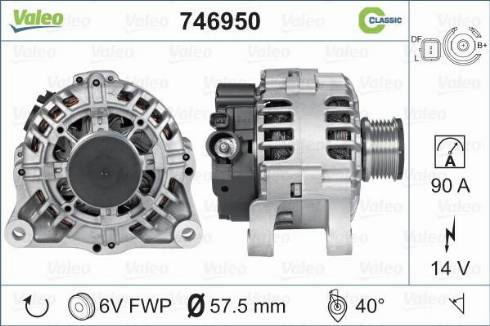 Valeo 746950 - Alternator autospares.lv