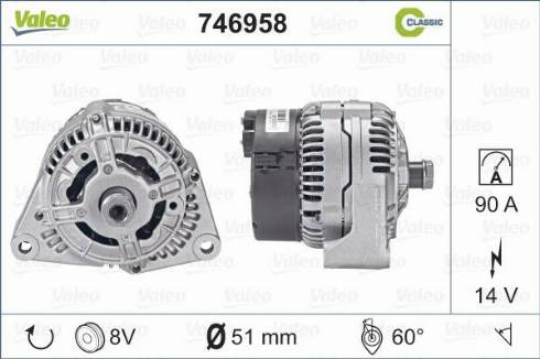 Valeo 746958 - Alternator autospares.lv