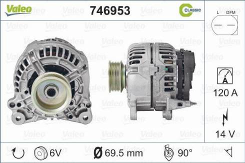 Valeo 746953 - Alternator autospares.lv