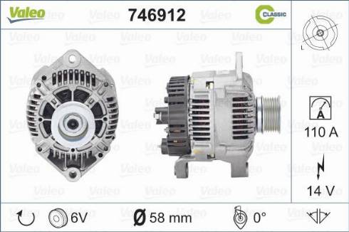 Valeo 746912 - Alternator autospares.lv