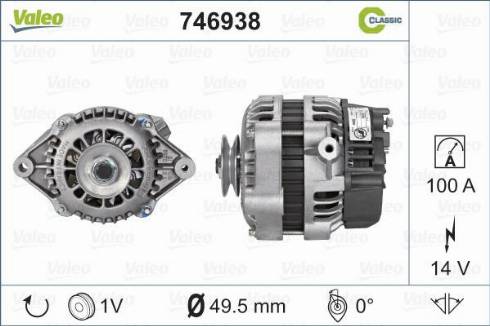 Valeo 746938 - Alternator autospares.lv