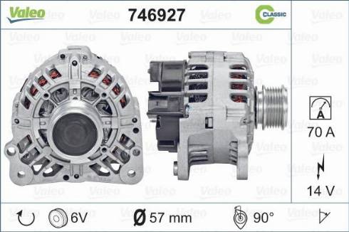 Valeo 746927 - Alternator autospares.lv