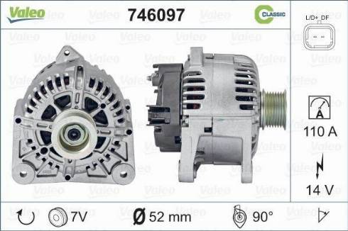 Valeo 746097 - Alternator autospares.lv