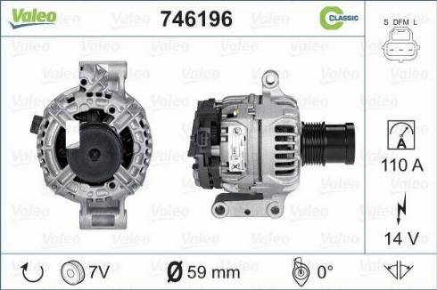 Valeo 746196 - Alternator autospares.lv