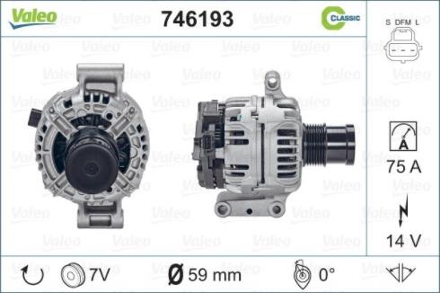 Valeo 746193 - Alternator autospares.lv