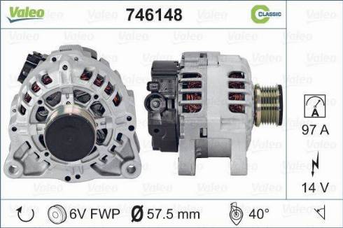 Valeo 746148 - Alternator autospares.lv