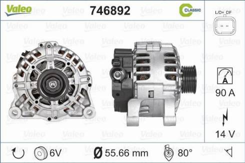 Valeo 746892 - Alternator autospares.lv