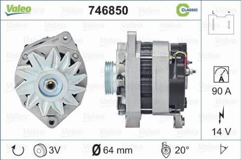 Valeo 746850 - Alternator autospares.lv