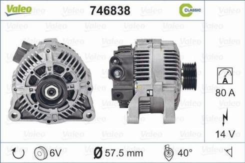 Valeo 746838 - Alternator autospares.lv