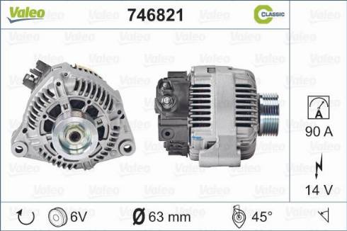 Valeo 746821 - Alternator autospares.lv