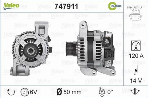 Valeo 747911 - Alternator autospares.lv