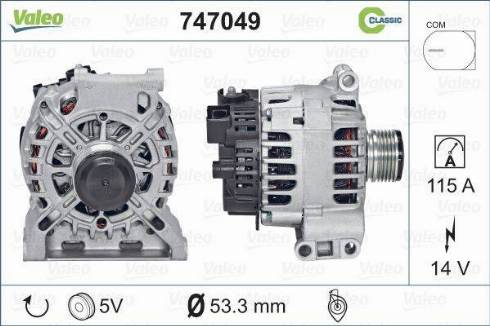 Valeo 747049 - Alternator autospares.lv