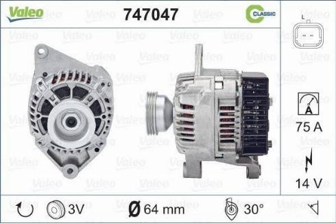 Valeo 747047 - Alternator autospares.lv