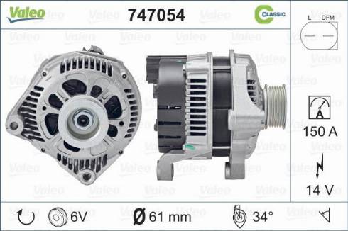 Valeo 747054 - Alternator autospares.lv