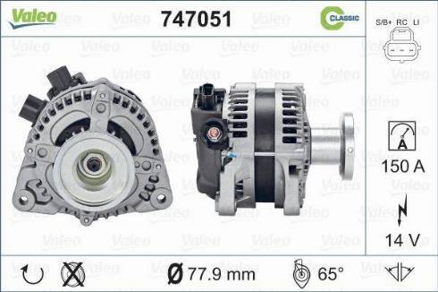 Valeo 747051 - Alternator autospares.lv