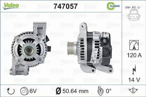 Valeo 747057 - Alternator autospares.lv