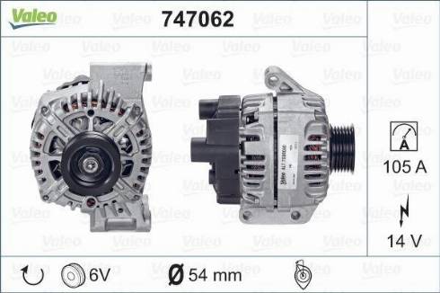 Valeo 747062 - Alternator autospares.lv