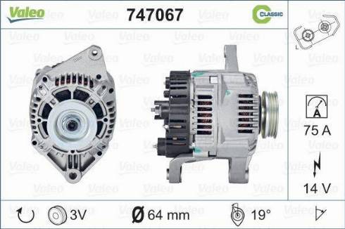 Valeo 747067 - Alternator autospares.lv