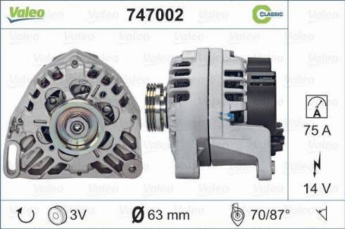 Valeo 747002 - Alternator autospares.lv