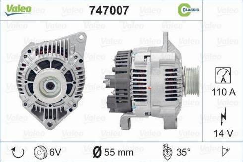 Valeo 747007 - Alternator autospares.lv