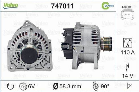 Valeo 747011 - Alternator autospares.lv