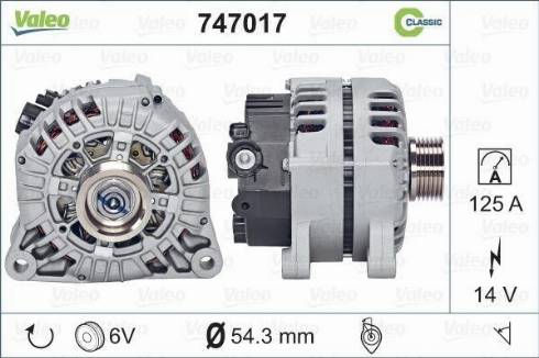 Valeo 747017 - Alternator autospares.lv