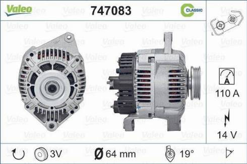 Valeo 747083 - Alternator autospares.lv