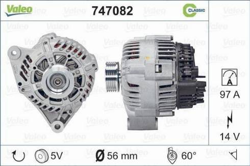 Valeo 747082 - Alternator autospares.lv