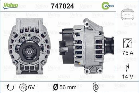 Valeo 747024 - Alternator autospares.lv