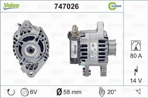 Valeo 747026 - Alternator autospares.lv