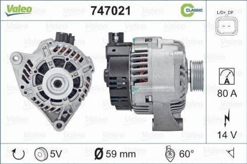 Valeo 747021 - Alternator autospares.lv